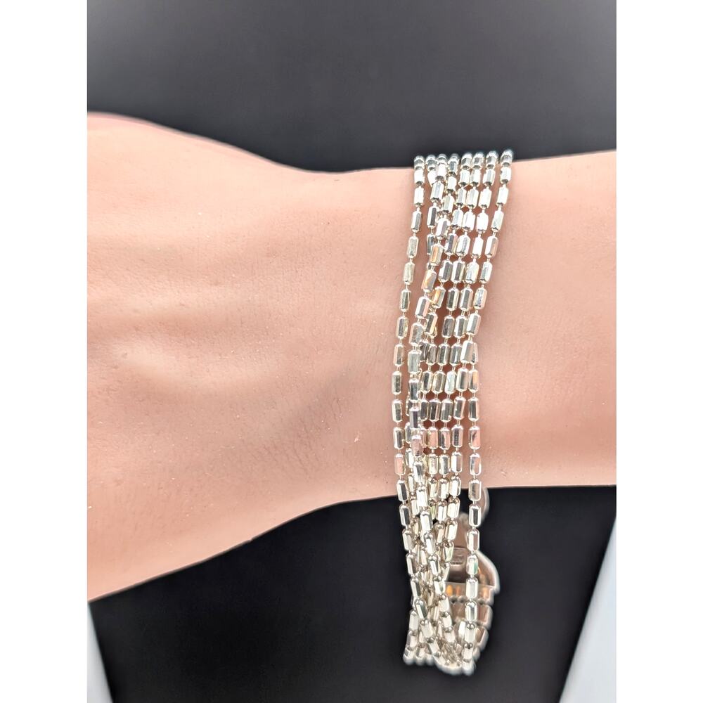 Milor Italy 925 Sterling Silver 8 Strand Chain Link Large Lobster Claw Bracelet